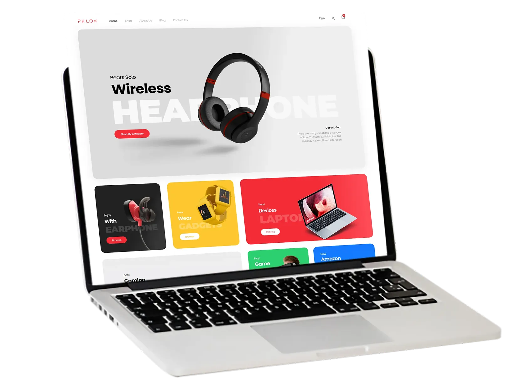 Website mockup on laptop