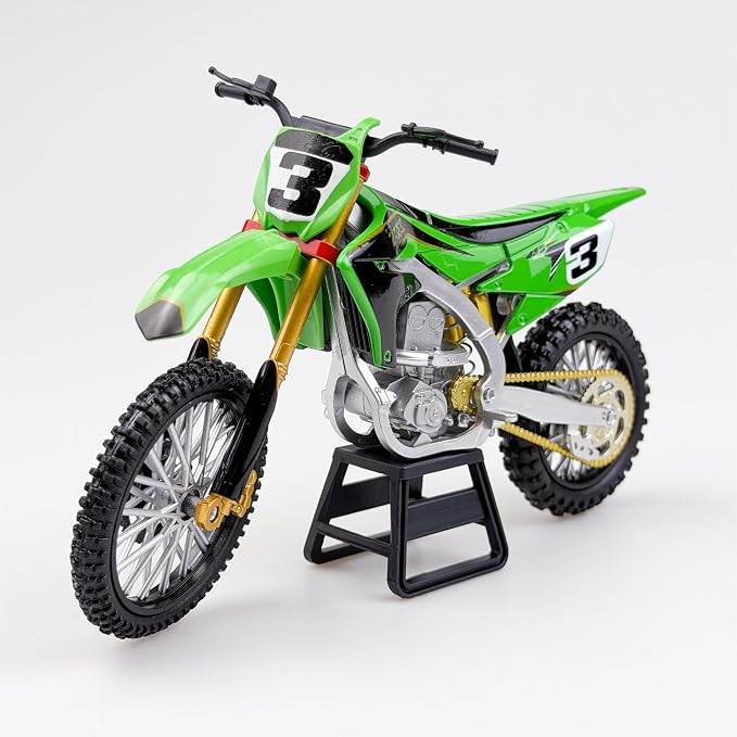 Dirt Bike Motorcycle Model – 1:12 Scale Diecast Green NO.3 Motocross Motorbike with Realistic Details, Alloy Body, Display Gift for Enthusiasts