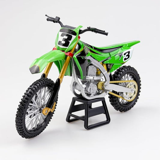 Dirt Bike Motorcycle Model – 1:12 Scale Diecast Green NO.3 Motocross Motorbike with Realistic Details, Alloy Body, Display Gift for Enthusiasts