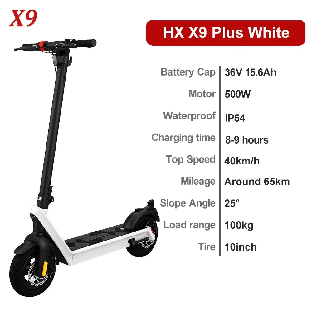 HX X9 PLUS Electric Scooter - Foldable, 60-80km Range, 10-inch Tires